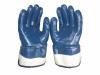 Jersey lining blue nitrile dip gloves, safety cuff