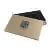 Luxury brown textured paper custom logo black hot stamping sturdy greyboard gift boxes with lids