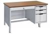 Modern metal computer desk with single pedestal cabinet