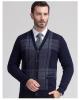 Merino wool formal cardigan jacquard pattern color block fashion knitwear men