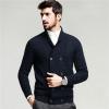 New design computer pattern sweater casual overlapped placket with button men