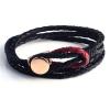 Mens wide wrist black leather cuff bracelets for men