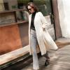 Ladies real nature mink fur coat cross-stitching design without collar white color nine points
