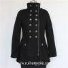 Casual black tweed coat winter outdoor coat for women