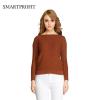 Woolen boat neck knitwear wool blend casual knitted pullover with rice computer stitch and wrinkle