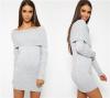 New design big cowl neck dress bodycon angora like knitwear women