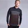 Latest stripes jacquard sweater warm soft v neck casual jumper men