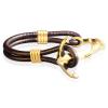 Mens brown leather cuff gold bracelet